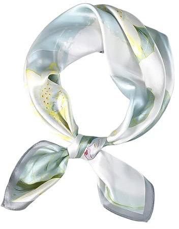 Zimoer 100% Maulbeerseide Damen Seidentuch, Quadratisches Bandana Halstuch, Vielseitig Einsetzbares Kopftuch, Sanftes Haartuch, Elegantes Accessoire für Frauen, Modisches Geschenk - 53x53cm (Grün)