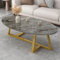 LHXLSH Couchtisch, Oval Wohnzimmertisch, Couchtisch Marmor Modern, Couchtisch Mit Metallrahmen, für Wohnzimmer, Schlafzimmer Kleine Räume Beistelltisch(Gold b,120 * 60cm/47.2 * 23.6in)