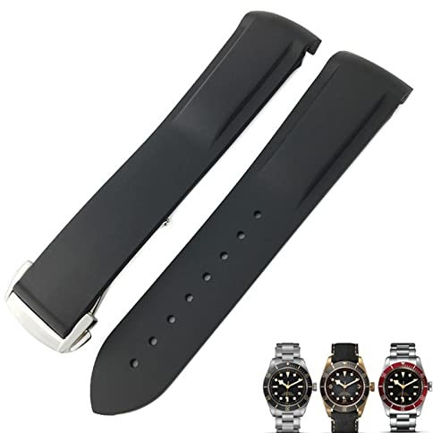 20mm 22mm Gummi -Klapp -Schnalle -Uhr -Gurt schwarze blaue rote Uhrenbänder für Tudor Black Bay für Männer Armband