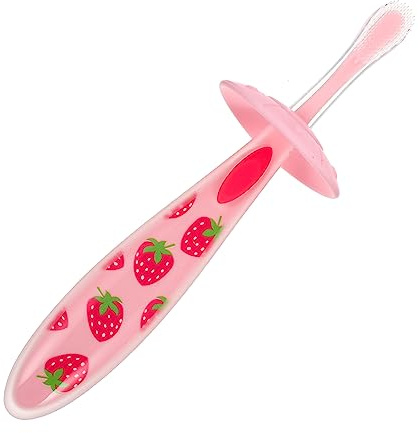 Tragbare Silikonzahnbürste für Kleinkind, Rosa, Leicht | Mundpflege für Säuglinge und Kleinkinder, Kompakte Form, Sanfte Nutzung, für Unterwegs und Alltag