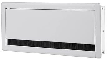 Pasacables, Tapa de Orificio for Escritorio, pasacables rectangulares de aleación de Aluminio con Cepillo for el hogar, la Oficina, el Banco, la Mesa de Ordenador.(White)