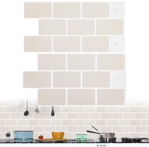 Adesivi da parete in vinile 3D, per cucina, bagno, pareti (10 pezzi, 30,5 x 15,3 cm) (grigio chiaro)