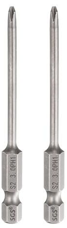 sourcing map Lot de 2 embouts de tournevis cruciformes PH1 à tige hexagonale de 75 mm de long avec tige magnétique cruciforme en acier S2 pour outils électriques, gris