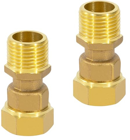 Manicotto in Ottone 1/2 Maschio x 1/2 Filetto Femmina Raccordo Filettato Raccordi in Ottone, Doppio Nipplo con Nastro per Idraulici, Collegamento Tubo (2 Pezzi)