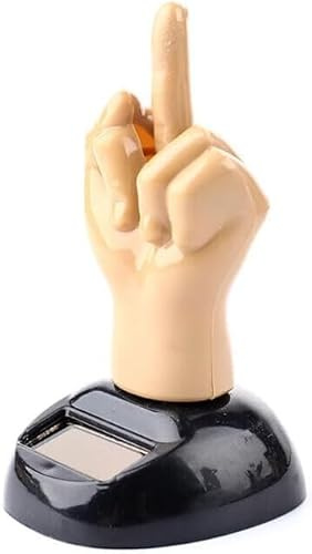JIzian Car Dashboard Solar Powered Mid Finger Shaking Dancing Figure Decorative Learning and Education