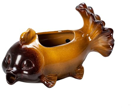 WNYAILLL Cracheurs d'étang, Arroseur Céramique Forme De Carpe pour Décoration De Jardin, fontaines de Piscine pour piscines Hors Sol, Cascade Aménagement(Yellow)