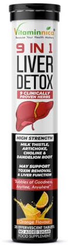 Vitaminnica Liver Detox 9-in-1 | Advanced Liver Cleanse & Support Formula | with Milk Thistle, Dandelion, Turmeric & More | Natural Orange Flavour | Promotes Detox, Digestion & Energy (Pack of 1)