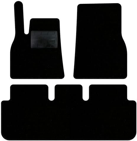 QUEMAR Auto-Fußmatten kompatibel mit Tesla Model S ab 2021 / Set Fußmatten aus Teppich und Gummi nach Maß (Set 2 vorne + 1 hinten) / Stickerei und personalisierte Farben (schwarzer Rand, 0 Stickereien