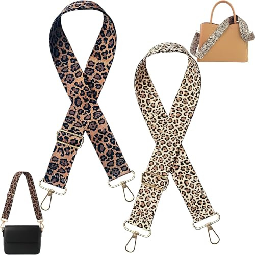 2 Stück Leopardenmuster Wechselbare Schulterriemen, 3.8cm Breit Schultergurt für Taschen, Gurt Für Umhängetasche, Schultergurt Für Taschen, Praktisch Und Stilvoll Für Täglichen Gebrauch(120cm)