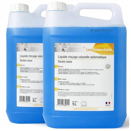 Liquide de Rinçage Acide 10L (Lot de 2x5L) pour Lave-Vaisselle – Brillance Éclatante – Spécial Eau Dure – Usage Professionnel – Élimine Traces et Voile Blanc – Séchage Rapide Vaisselle