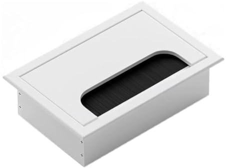 Pasacables de escritorio, tapa pasacables aleación aluminio for orificios cables, ideal for ordenador, oficina o hogar(Milk,80x160mm)