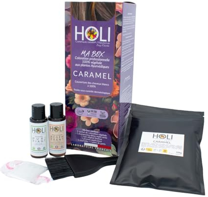 Holi Cosmétiques Box Coloration Végétale Cheveux I Caramel pour des Cheveux Châtains Clair aux Reflets Dorés Cuivrés | Henne Cheveux | Coloration 100% Naturelle | Vegan | Châtain Chaud