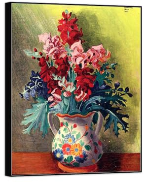 OZPWBVY Fleurs Tableau sur Toile-Vintage Décoration Murale-Nature morte 2-Cadre Noir Impression Image Salon Prête à Accrocher 30x40cm