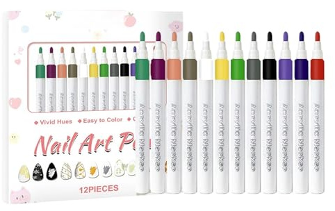 Penna Smalto per Unghie 12 Colori Impermeabili E A Lunga Durata Per Penne | Marcatore Per Unghie Fai Da Te Per Donne Moglie Compleanno Natale Casa Matrimonio