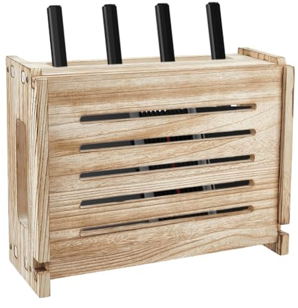AHANDMAKER Wood Router Storage Box Wall Mountable WiFi Router Box Hider Up To 11 Tall Wall Mount for Home Office and Living Room Organization to Conceal Cables and Internet Devices