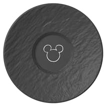 Villeroy & Boch Manufacture Rock – Mickey Mouse – Espresso-Untertasse, schwarz, spülmaschinenfest & mikrowellensicher, charakteristische Schieferoptik mit Mickey Mouse Kreidedekor, Premium Porzellan