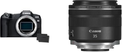 Canon EOS R8 + RF 35mm F1.8 MACRO IS STM Lens + 2x Extra Battery 24.2MP Full-Frame Mirrorless Camera Dual Pixel CMOS AF II 4K 60p Up to 40 FPS Cont. Shooting Touch Screen Bluetooth Wi-Fi USB-C