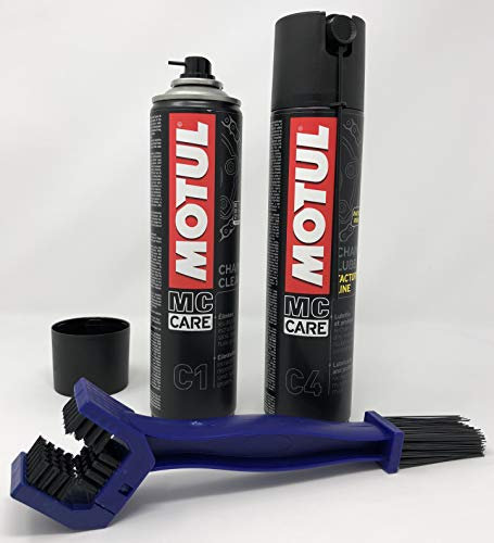 MOTUL MC Care Manutenzione Catena C1 Chain Clean 400ml C4 Chain Lube Road 400ml + Spazzola