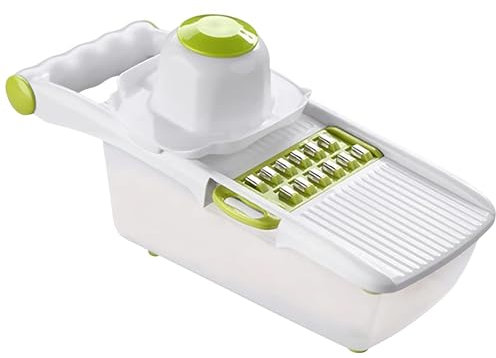 ADOV Mandolina de Cocina, Multifuncional Cortador de Verdura Profesional con Intercambiable Cuchillas Acero Inoxidable, Guarda Mano, Contenedor de Alimentos para Patatas Tomate Cebolla Frutas Juliana