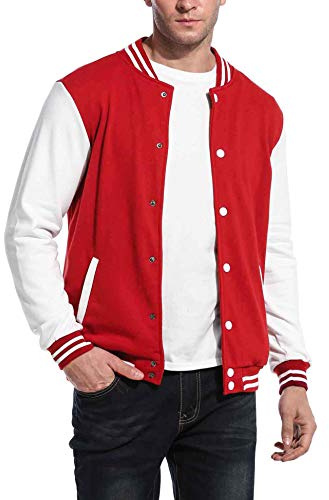 COOFANDY Men's Vintage Varsity Jacket Letterman Bomber Jacket Unisex Casual Lightweight Jacket