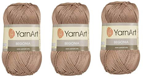 Yarn art Begonia 100% algodón mercerizado, lote de 3 madejas, cada una de 50 g (169 m), Fine Sport: 2 (0015)