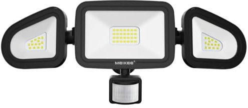 MEIKEE 42W Led Security Lights with Motion Sensor Black PIR Floodlights Outdoor Lights IP66 Waterproof 6500K 180° Adjustable Garden Light for Garage Corridors Terraces Courtyards