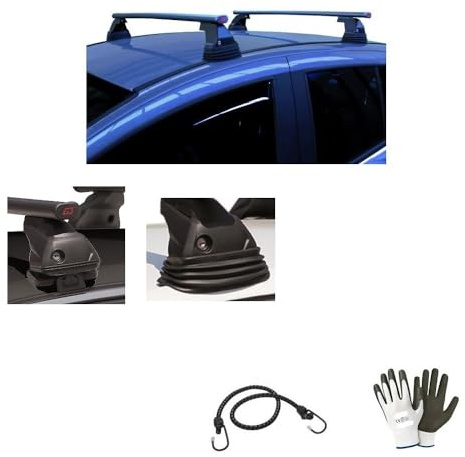 Compatible con Nissan Juke 5p 2015 (68013) Barras portaequipajes para techo de coche con enganche directo barra 110 cm de acero techo sin realing + kit de montaje