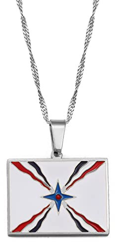 SHOUJIQQ Assyrische Symbol Anhänger Halsketten - Männer Frauen Ethnische Hip Hop Country Halskette Choker Schmuck Schlüsselbeinkette Pullover Dünne Kette Schmuck,Weiß,45Cm Kette