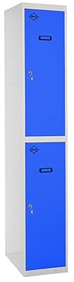 Simon Rack Casier Vestiaire Metallique, 2 Portes, Comprend la Clé, 1800x400x500 mm, Gris/Bleu - Simonlocker