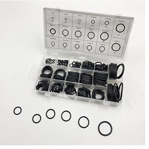Downwind 222 Stcs Lot schwarzer Gummi -Ring -Sortiment -Waschmittel Dichtung Versiegelung O Ring Kit 17 Größen Zoll mit Kunststoffbox (Color : Black)