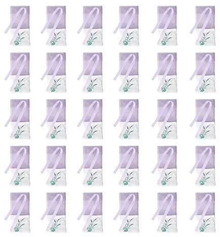 30 Stück Lavendel Beutel, Leere Beutel Hell Lila, Organza Lavendelbeutel, mit 30 Stück Kordelzug, zum Verpacken von Gewürzen, für Lavendel, Gewürze, Kräuter
