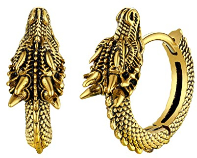 U7 Örhängen Män Ring Drake Örhängen Rostfritt Stål Örhängen Viking Örhängen Nordiska Små Cirklar Örhängen Ung Pojke Söta Örhängen Män Hip Hop Punk Rock, 11.3 millimeter, Rostfritt stål, Ingen ädelsten
