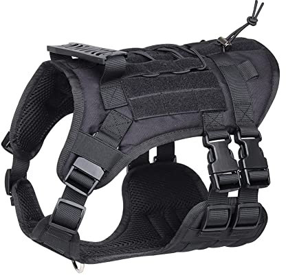 FEimaX Taktisches Hundegeschirr No Pull Taktische Hundeweste Einstellbar Geschirr Hund Brustgeschirr mit 2 Metall-D-Ringen und Griff für Mittlere Große Hunde