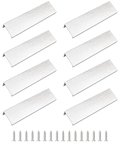 MOROBOR Gebürstete silberfarbene Fingerkanten, 8 Stück verdeckter Griff, moderner Stil, Schubladengriff, rechtwinklige Aluminiumlegierung, Schubladen, 120 mm