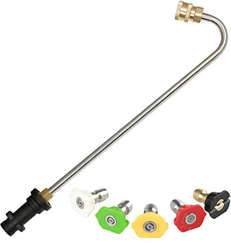 Bekasa Lance d'extension coudée en forme de U pour nettoyeur haute pression K2, K3, K4, K5, K6, K7, avec 5 buses de jet 37 cm, nettoyeur haute pression, lance de gouttière