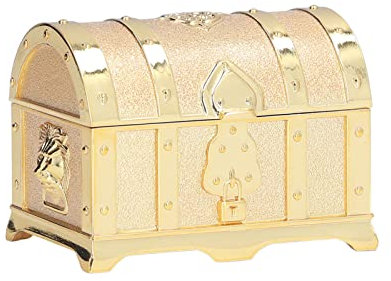 LIYJTK Vintage-Schmuckschatulle, Mini-Größe, Zinklegierung, Fusselfutter, Feines Polieren, Robust, Langlebig, Geprägtes Design, Goldene Schmuckschatulle Für Schmuckaufbewahrung, Geschenke