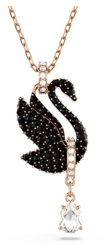 Swarovski Pendente Swan, Cigno, Nero, Placcato color oro rosa