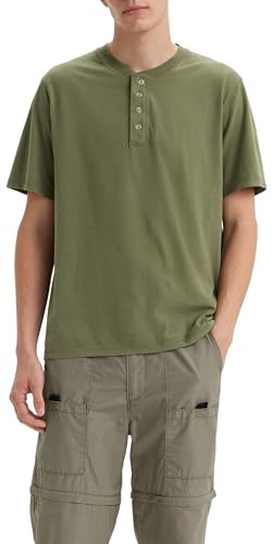 Levi'S Camisa Henley con Botones y Manga Corta, Bluish Olive, XL