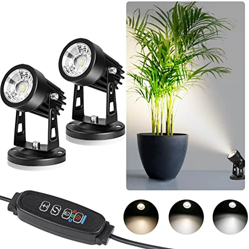 Foco LED para interior regulable, 3 W, para plantas, 3 modos de color y función de temporizador de encendido y apagado automático (2 unidades)