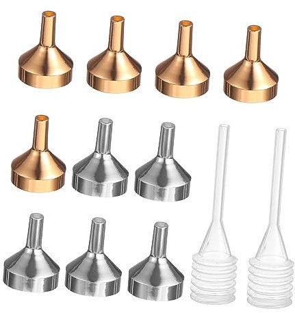 Ciieeo 12pezzi Mini Imbuto in Alluminio Ossidato Set Contagocce Per Trasferimento Liquidi Per Profumi e Piccole Bottiglie Facile Da Pulire e Resistente