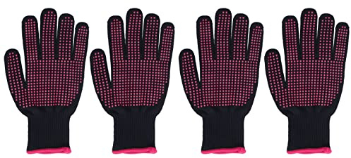 Gsycle Hitzebeständige Handschuhe, 4 Stück, BBQ-Grillhandschuhe, Ofenhandschuh, Kochhandschuhe, Hitzebeständige Ofenhandschuhe Mit Fingern Zum Kochen(Rot)