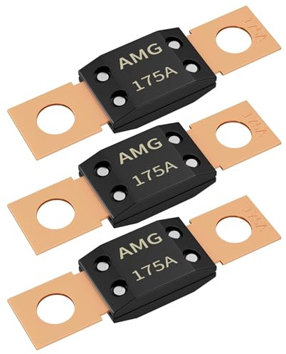 Joinfworld 3Pcs 175A MEGA Fuse, High Current Bolt Mount Automotive 175 Amp MEGA/AMG Fuse for Cars, Trucks, Construction Vehicles, Buses, Caravan Cars, Boats