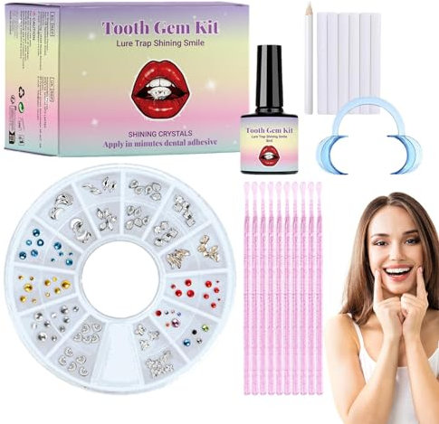 Zahnstein-Set, Anfänger-Zahnschmuck, modische Zahnsteine, -Zahnkristalle, einfach zu installierende Edelsteine, funkelnde Zahnaufkleber, Edelstein-Set, Zahnschmuck mit Klebstoff für ein schönes