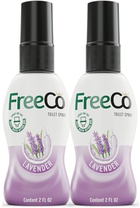 Freeco Anti-Odeur WC (Before You Go) - Spray aux Huiles Essentielles Naturelles. Idéal pour Maison, Bureau, Resto et Voyage. Pack de 2x60ml, Parfum Lavande