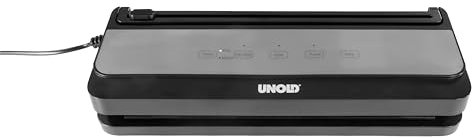 Unold 48055 Vakuumiergerät Food Saver Black, Profi, Folienschweißgerät, Absauggeschwindigkeit von 9 l/Minute, Integrierter Foliencutter, Dry/Moist, Inkl. 10 x Vakuumbeutel 1 x Vakuum Rolle