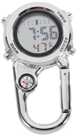 HANABASS Multifunktionale Karabineruhr Taschenuhr Aus Metall Präzises Quarzuhrwerk Silbernes Gehäuse Mit Schwarzem Zifferblatt Für Outdoor Wandern Camping Befestigung An Rucksack Oder Gürtel