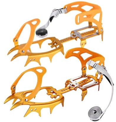 Tacos de hielo para senderismo, crampones de montañismo de 14 pinchos, agarres de nieve de tracción, crampones antideslizantes para caminar, escalar y pescar, calzado duradero para aventuras de