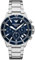 Emporio Armani Watch for Men, Chronograph Movement and 46mm Case Size with Stainless Steel, Leather or Silicone Strap Blau und Silber, 43.5MM