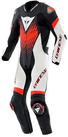 DAINESE Laguna Seca 6 1- Pezzo Tuta in pelle da moto, nero/bianco/rosso, 52