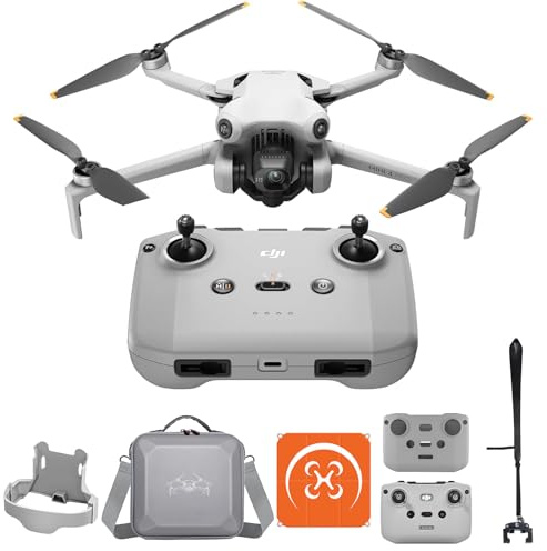DJI Mini 4 Pro (télécommande DJI RC-N2) avec accessoires polyvalents, mini-drone pliable avec caméra vidéo 4K HDR pour adultes, moins de 249 g, 34 minutes de vol, portée de transmission vidéo, C0